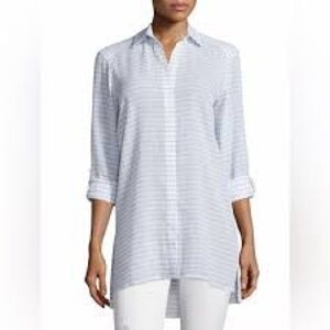 Alice + Olivia Linen Blend Striped Tunic Shirt Size S